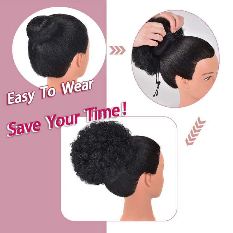 Grandes extensões de rabo de cavalo afro puff clipe em cordão rabo de cavalo resistente ao calor sintético afro encaracolado rabo de cavalo peças de cabelo