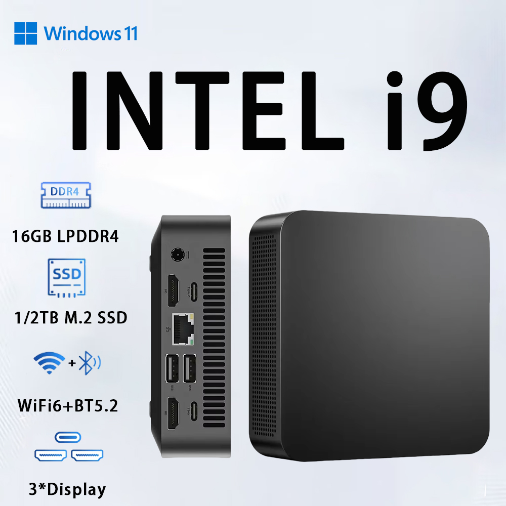 Windows 11 Pro Intel Core i9 8950HK Mini PC 16GB DDR4 1TB SSD PC Gamer Computer Dual WIFI 6 BT5.2 4K HD Mini Gaming PC Desktop