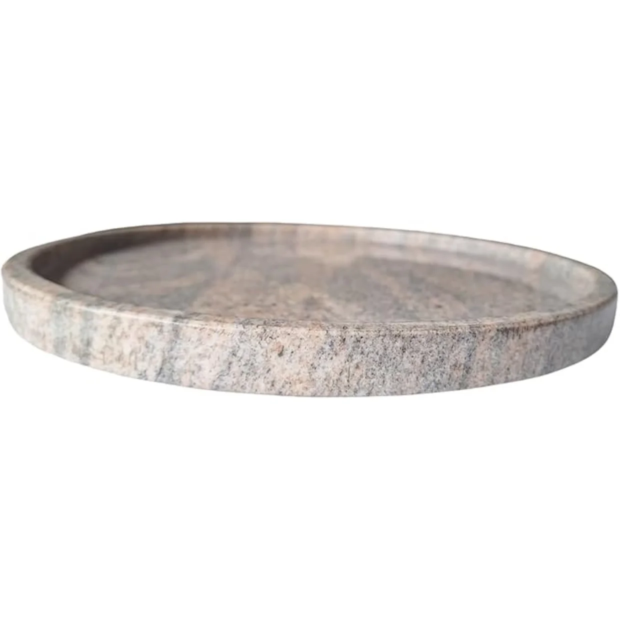 Piatto in Granito Naturale Ø 26,5 cm H 2 cm – Vassoio Rotondo Decorativo per Bagno, Cucina e Soggiorno – Portaoggetti Elegante in Pietra – Fatto a Mano – Design Italiano | Kalu Creations