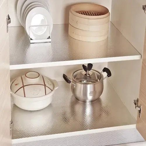 Papel de parede alumínio adesivo impermeável anti óleo para armário Cozinha
