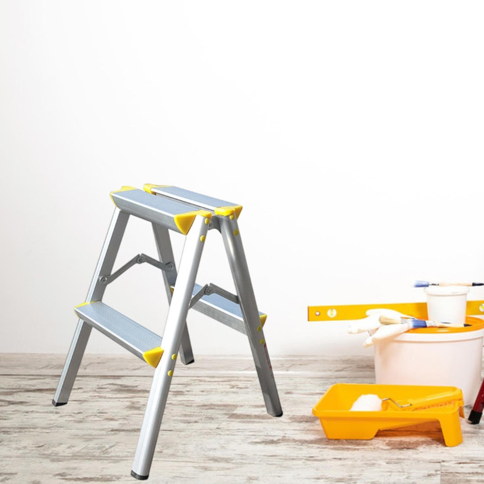 Portable Office Household Anti Slip Foldable Ladder Step Ladder 2 Step Stool Multifunctional Herringbone Ladder Wide Pedal