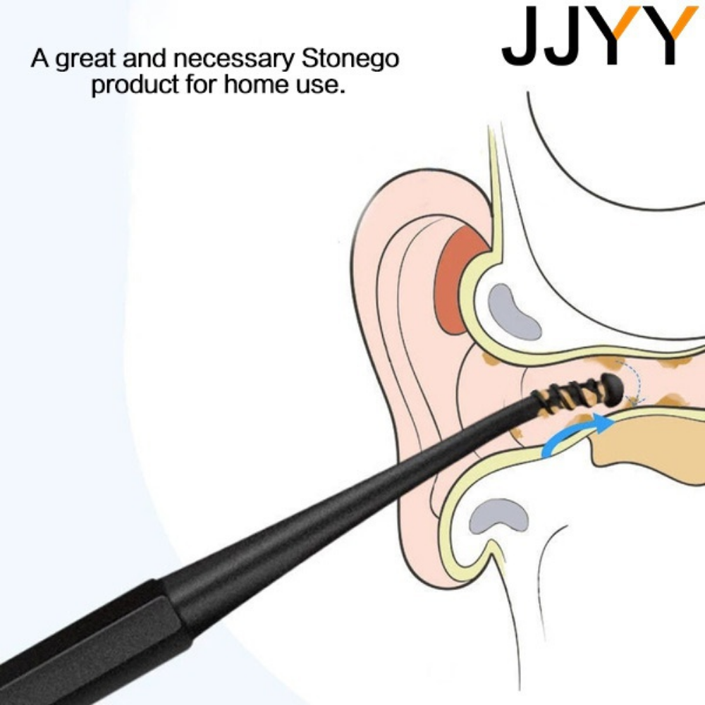 JJYY-palo de silicona suave para las orejas, removedor de cureta de cera de los oídos de doble punta, cuchara limpiadora de oídos, herramienta de limpieza de orejas en espiral