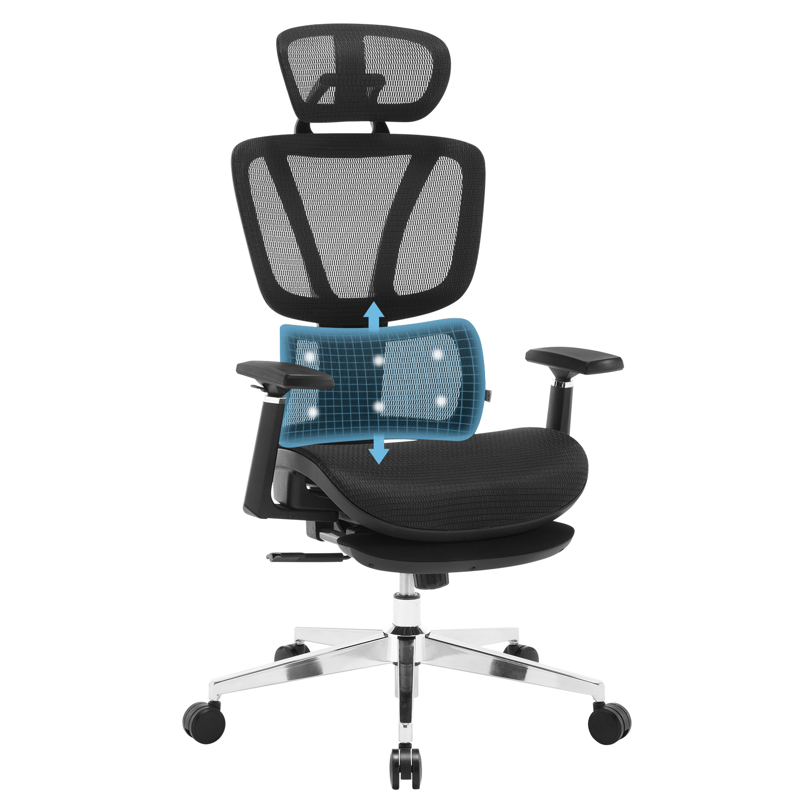 Chaise de Bureau Ergonomique à Comcussion, Repose-Pieds Rétractable, avec Support Lombaire 3D, Réglable, pour Sauna