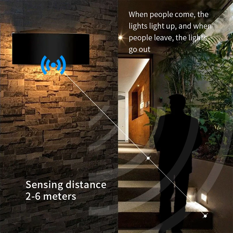 LED 벽 램프 LED 전구 야외 모션 센서 조명, 방수 IP66 벽 조명, 베란다 정원 조명, 거실 거리 계단