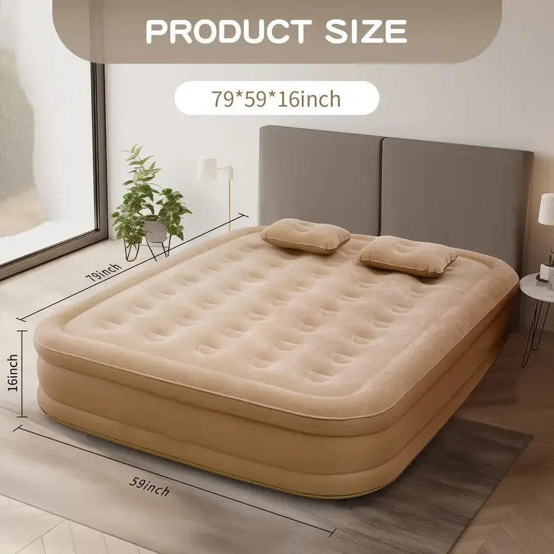 Colchão de ar interior glamping esteiras pvc inflável colchão de dormir luxo 2 pessoas acampamento cama esteira bomba embutida engrossar esteira