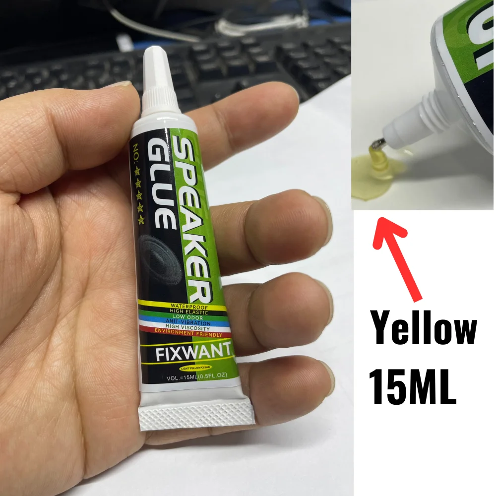 Loud Speaker Repair Glue Foam Side Dust Cap Rubber Edge Cone Basin Strong Adhesive 15/25/50ML Black / Yellow