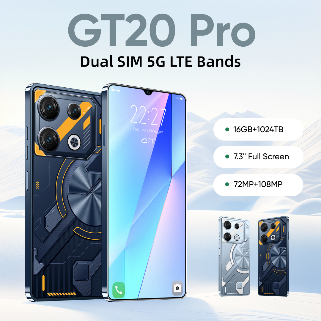 Smartphone GT20 Pro, 16 Go de RAM, stockage 1 To, plein écran 7.3 ", appareil photo 108MP, Snapdragon 8, Gen3, bandes de persévérance 5G mondiales, original
