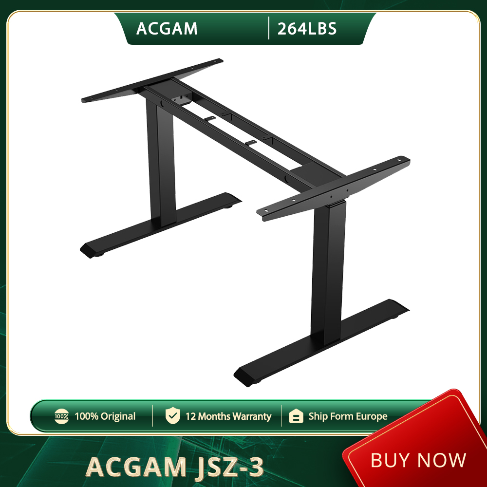 ACGAM JSZ-3 3-stufiger elektrisch verstellbarer Stehpultrahmen mit zwei Motoren, robuste Tragfähigkeit von 264 Pfund, für das Heimbüro, 45 dB