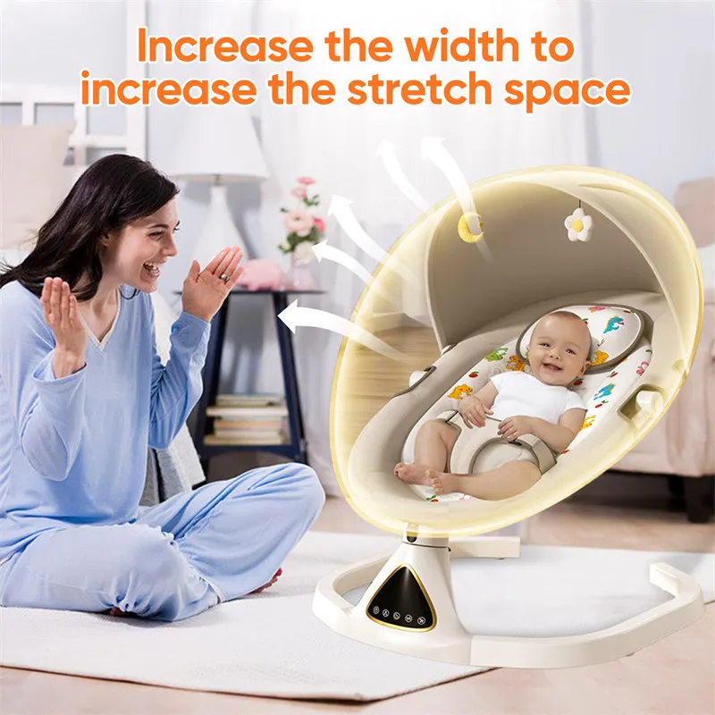Lit de bébé à bascule électrique de luxe, balançoire inclinable, chaise pivotante automatique, ceinture de sécurité à cinq points avec télécommande