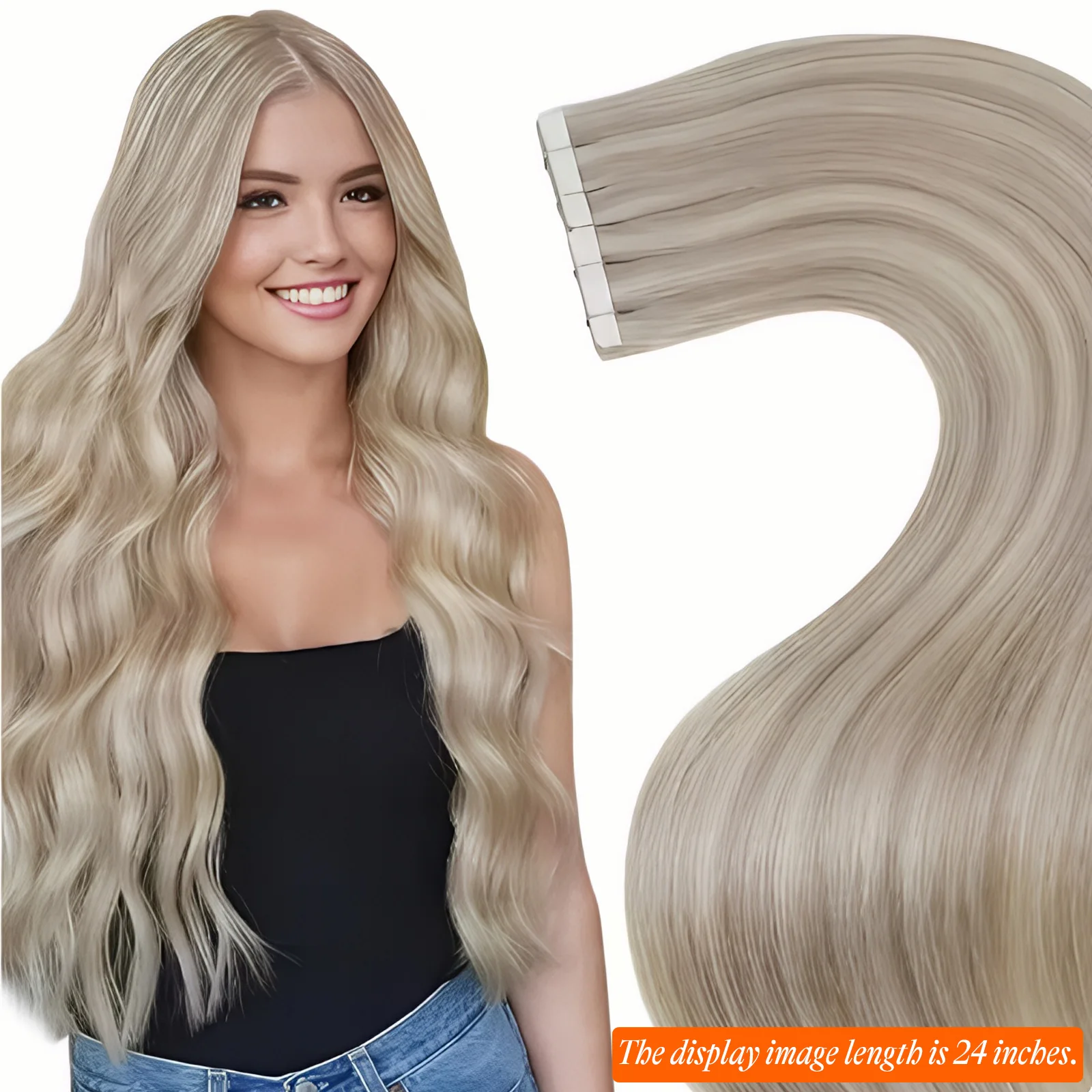 Laavoo fita em extensões de cabelo humano real cabelo humano extensão brasileira em linha reta remy fita de cabelo natural em extensões 20p & 40p