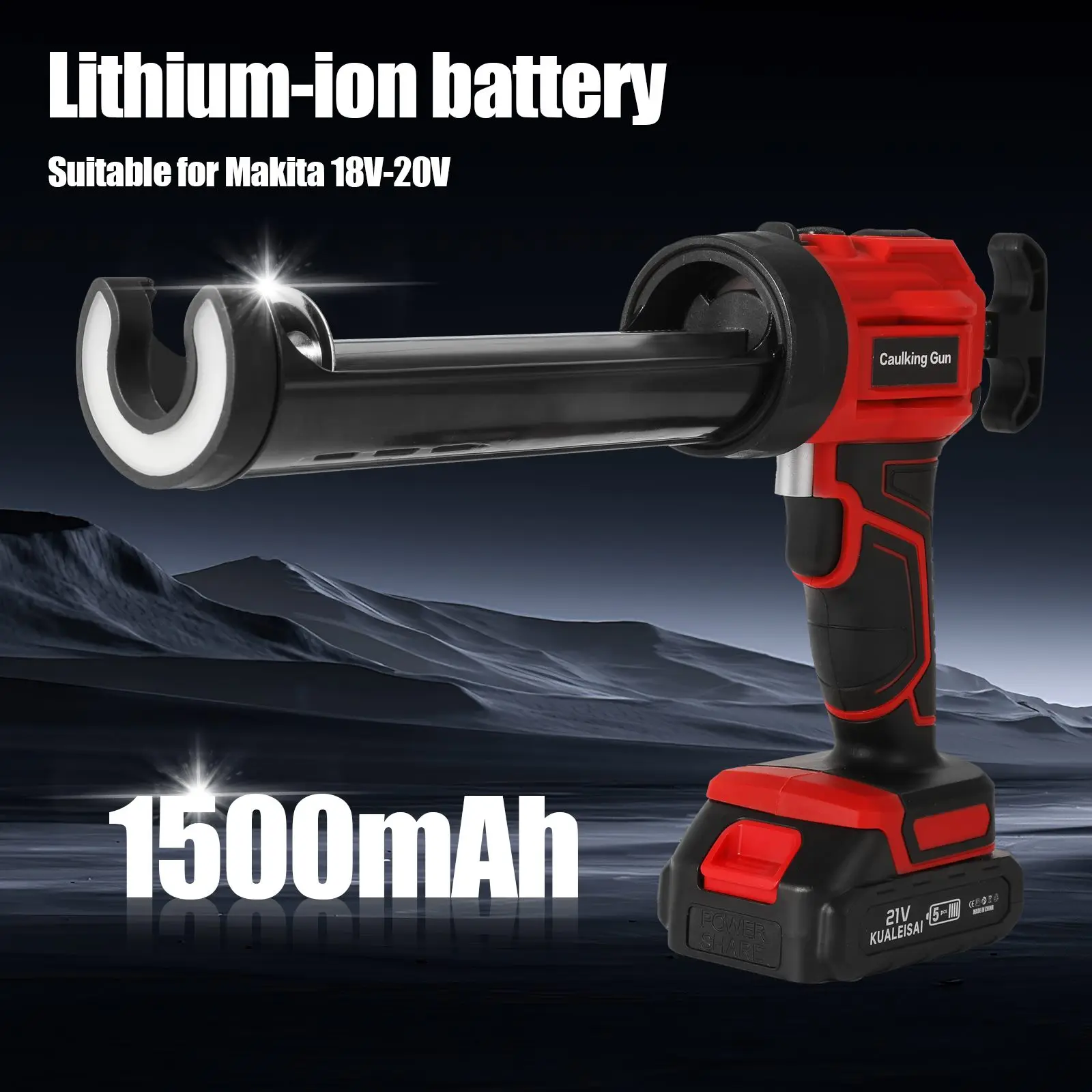 Akumulatorowy pistolet do silikonu Elektryczny pistolet do silikonu 4 prędkości z oświetleniem LED Pistolet do kleju Drzwi i okna Do akumulatora Makita 18V