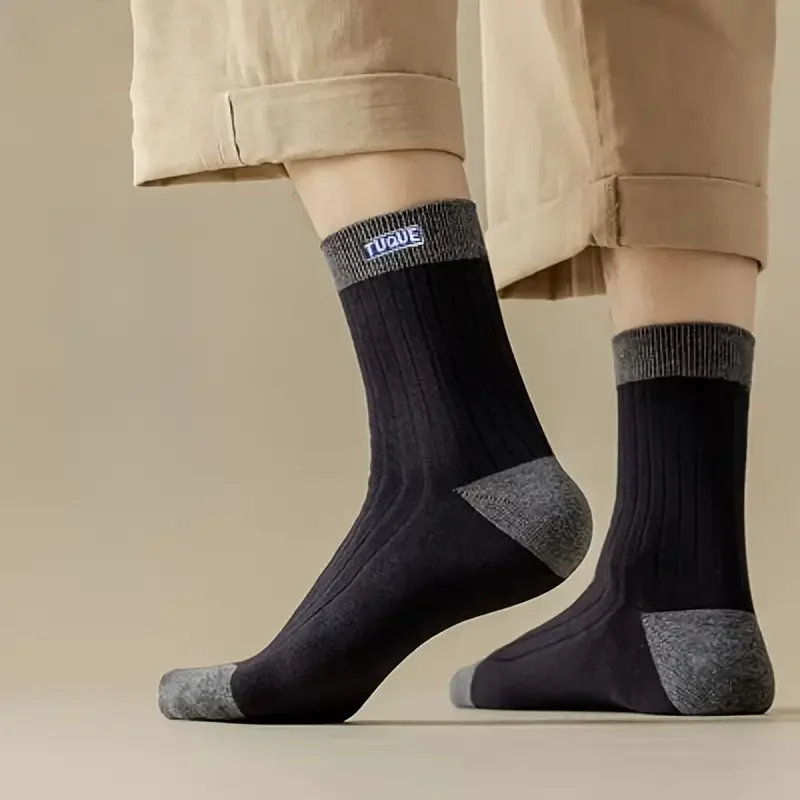 5 pares de calcetines unisex informales cómodos y transpirables con bloques de color a la moda para hombre al aire libre que usan todas las estaciones