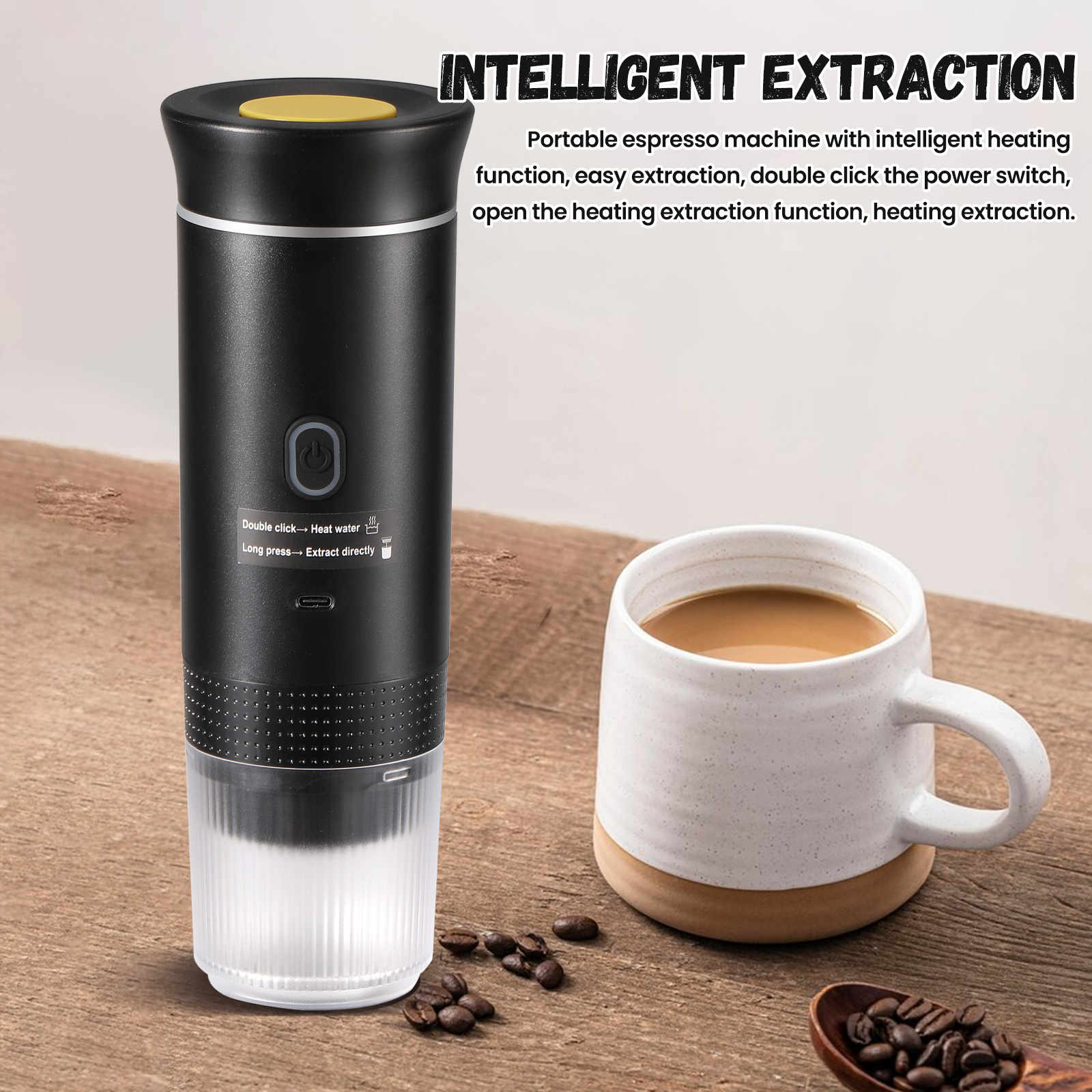 Cafetera Espresso portátil eléctrica inalámbrica para coche y hogar, cafetera para acampar, cafetera de viaje en polvo con cápsula 3 en 1