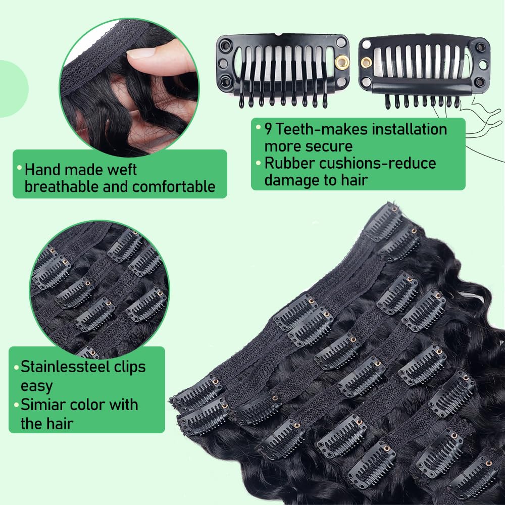Extensions de Cheveux Naturels Brésiliens Remy à réinitialisation pour Femme Africaine, 8 Pièces