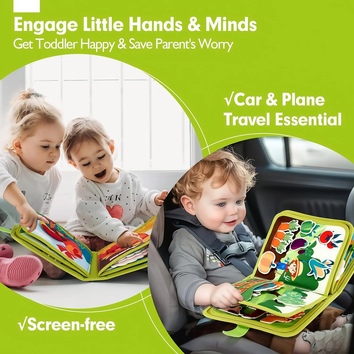 Livre d'éducation précoce Montessori pour bébé, scène d'animaux de ferme, jouet d'activité de conte, motricité Fine, livre silencieux pour les tout-petits