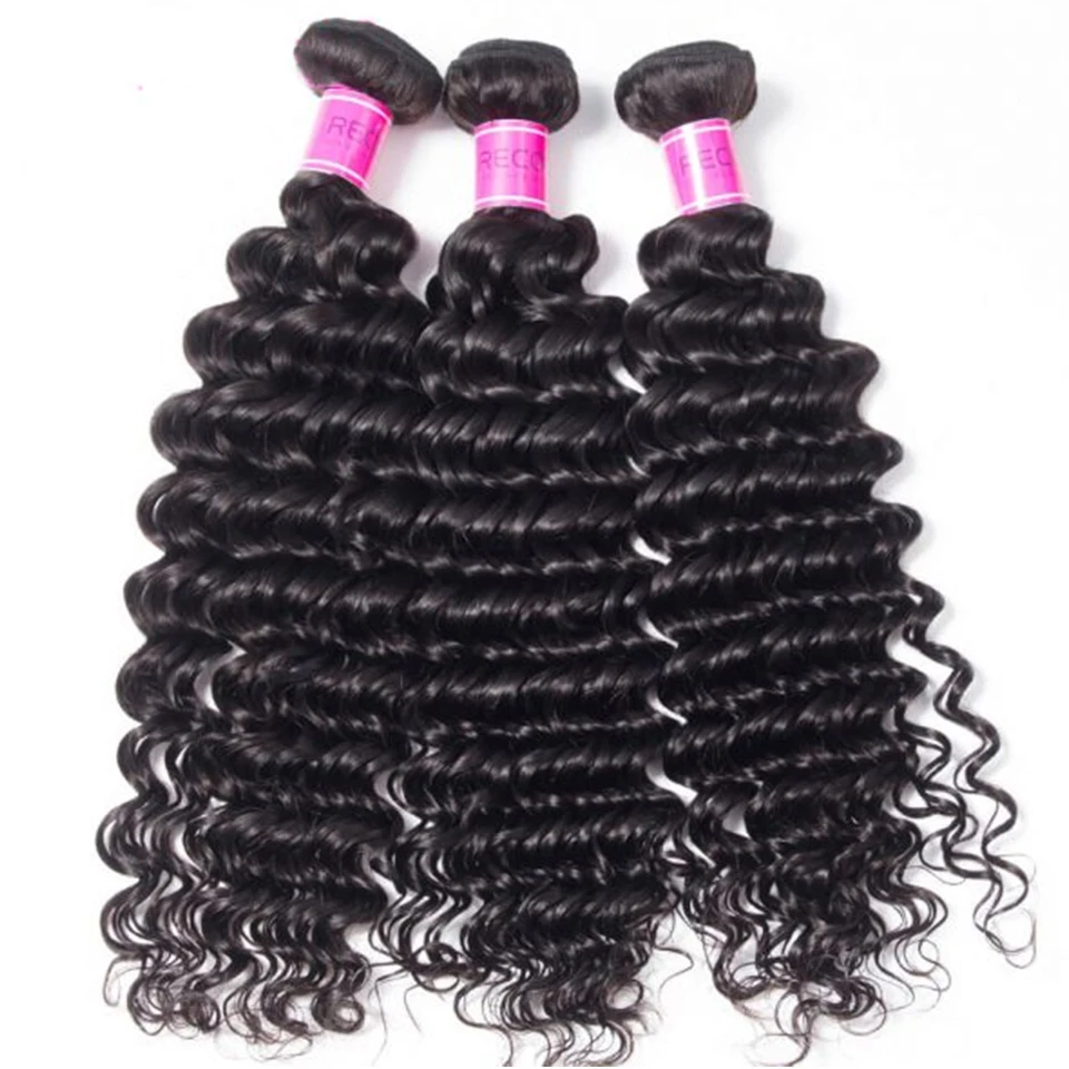 Brasileiro Remy Cabelo Weave com Fechamento, Onda Profunda Bundles, Extensões de Cabelo Humano, 4x4, Alta Qualidade
