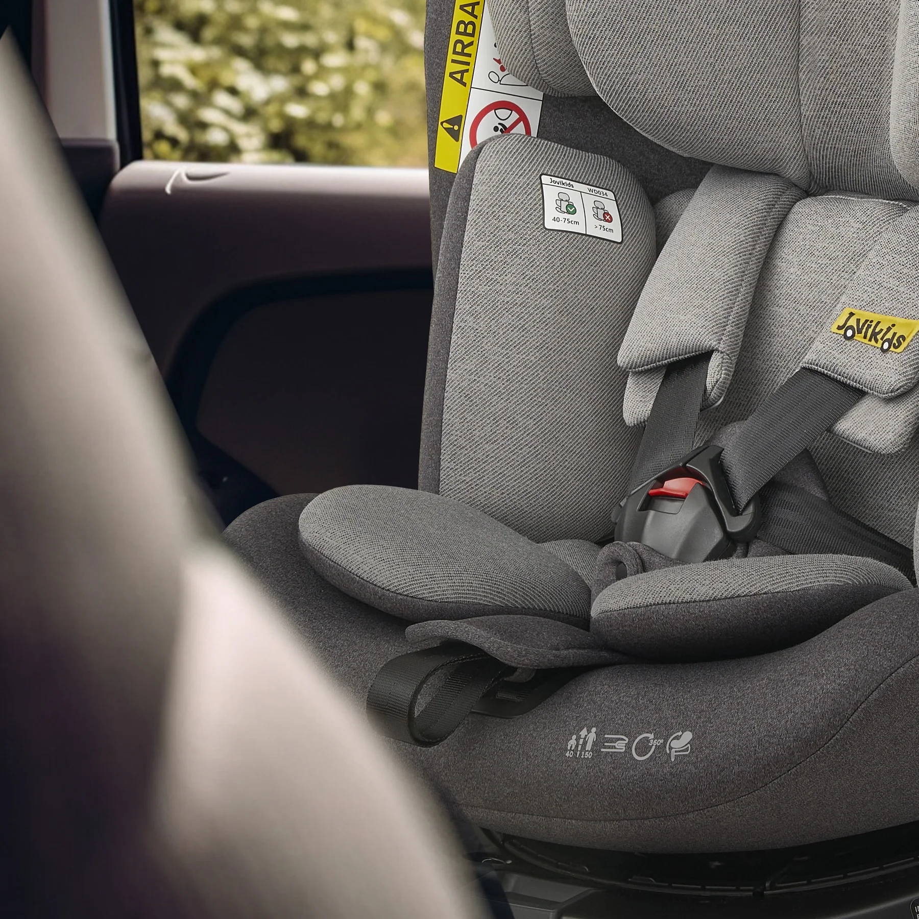 Jovikids Ranger 360 °   Assento giratório para carro de bebê tamanho i 40-150cm com perna de apoio