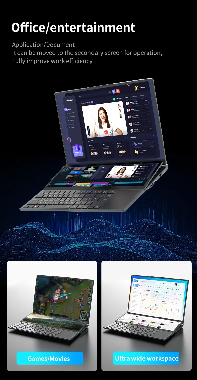 2023 Newest Thin and Light NoteBook 14 HD Touchscreen 16" IPS Screen Intel Core I7-10750H Processor Type-C HDMI Business Laptops