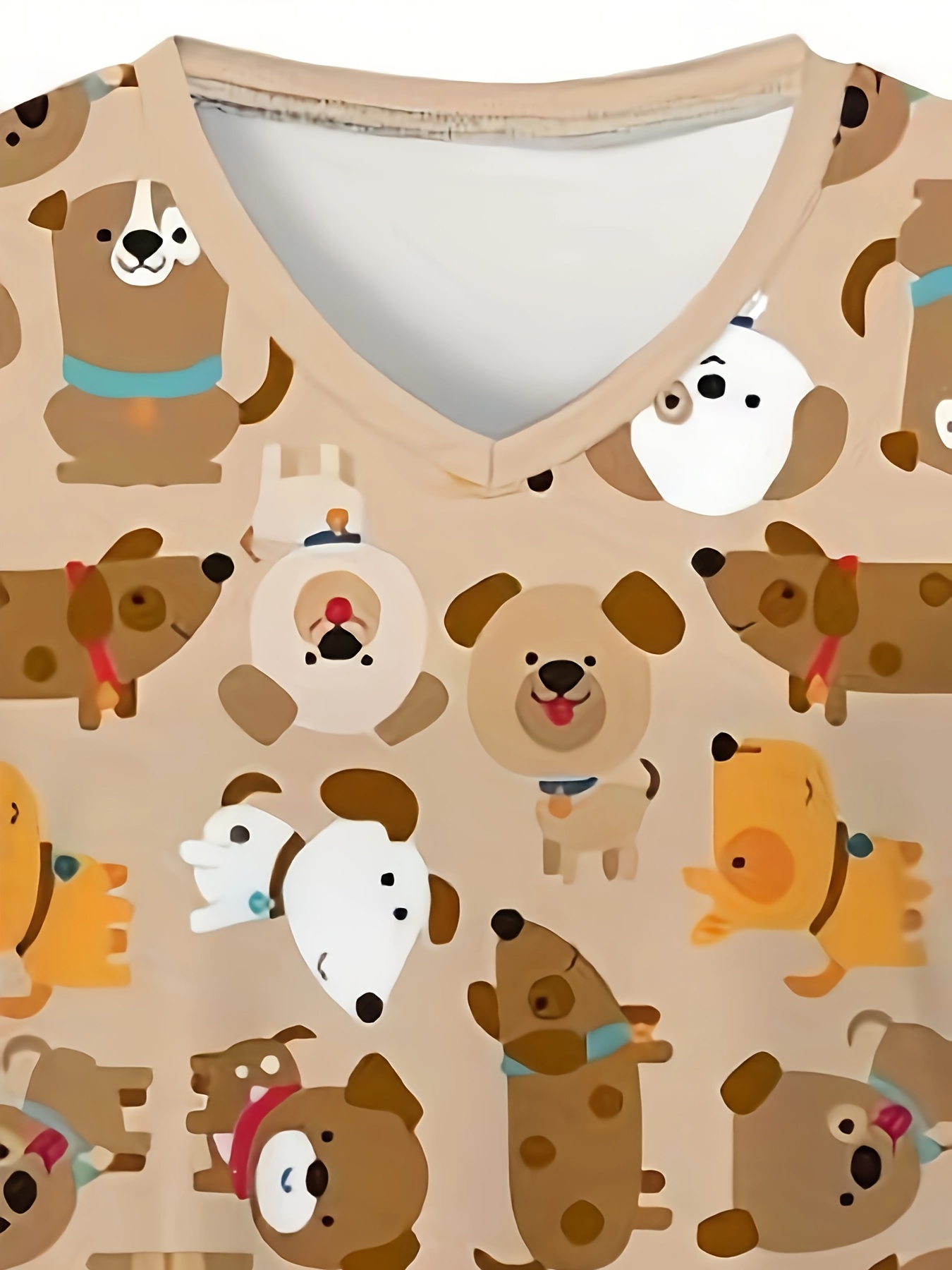 Desenhos animados impressos uniformes cirúrgicos para mulheres, tops de manga curta com decote em v, uniformes de enfermagem, esfoliantes médicos, filhote fofo