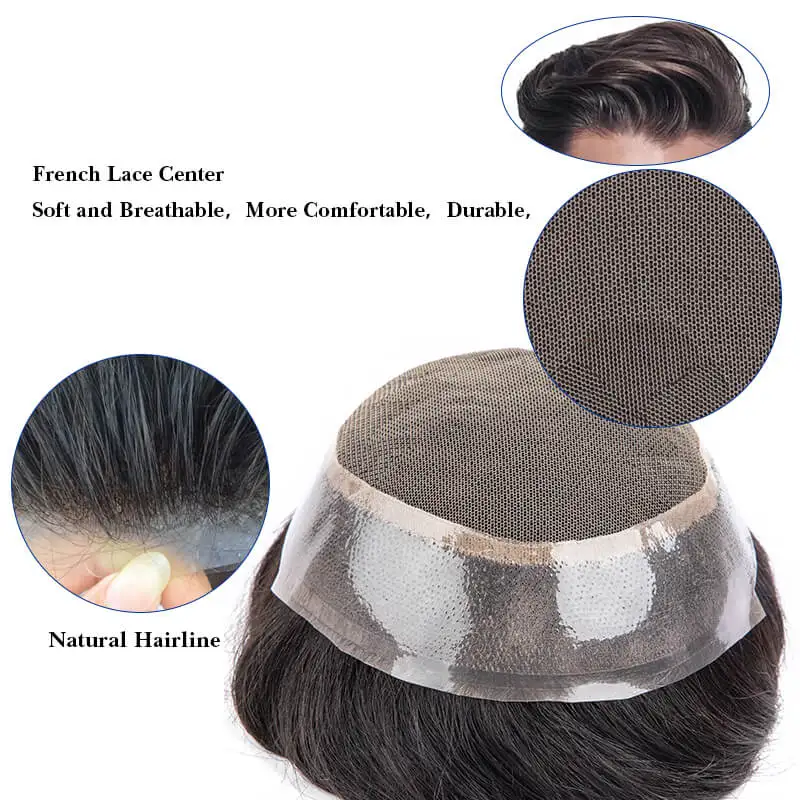 Tupé australiano para hombre, peluca con Base de PU de encaje para hombre, prótesis de cabello para hombre, peluca transpirable para hombre, sistema de reemplazo de prótesis capilar