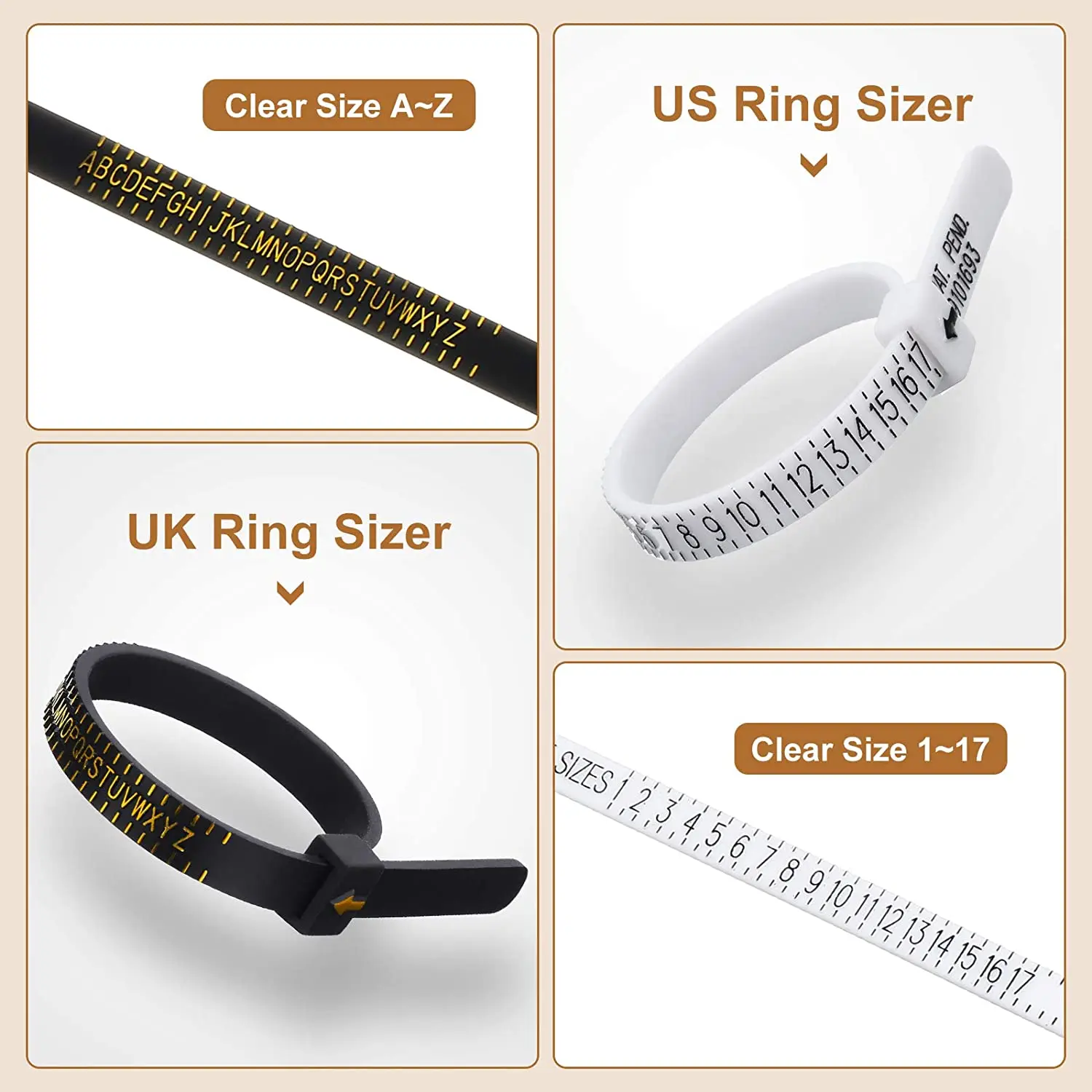 11 Pieces Of US UK Ring Mandrel Sets Size 1-13 With Half Ring Size Measuring Instrument Jewelry Repair Measuring Tools Kit