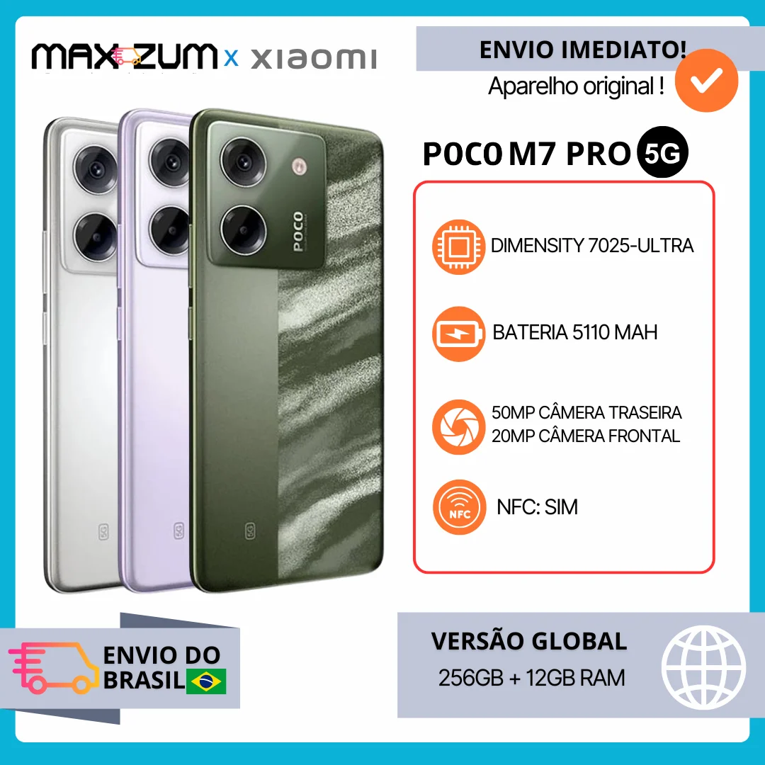 Versão global poco m7 pro 5g smartphone dimensão 7025-ultra 50mp câmera sony com os 120hz display amoled 5110mah bateria nfc