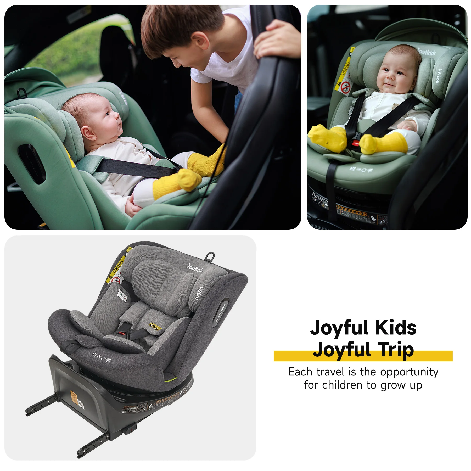 Jovikids Ranger 360 °   Assento giratório para carro de bebê tamanho i 40-150cm com perna de apoio