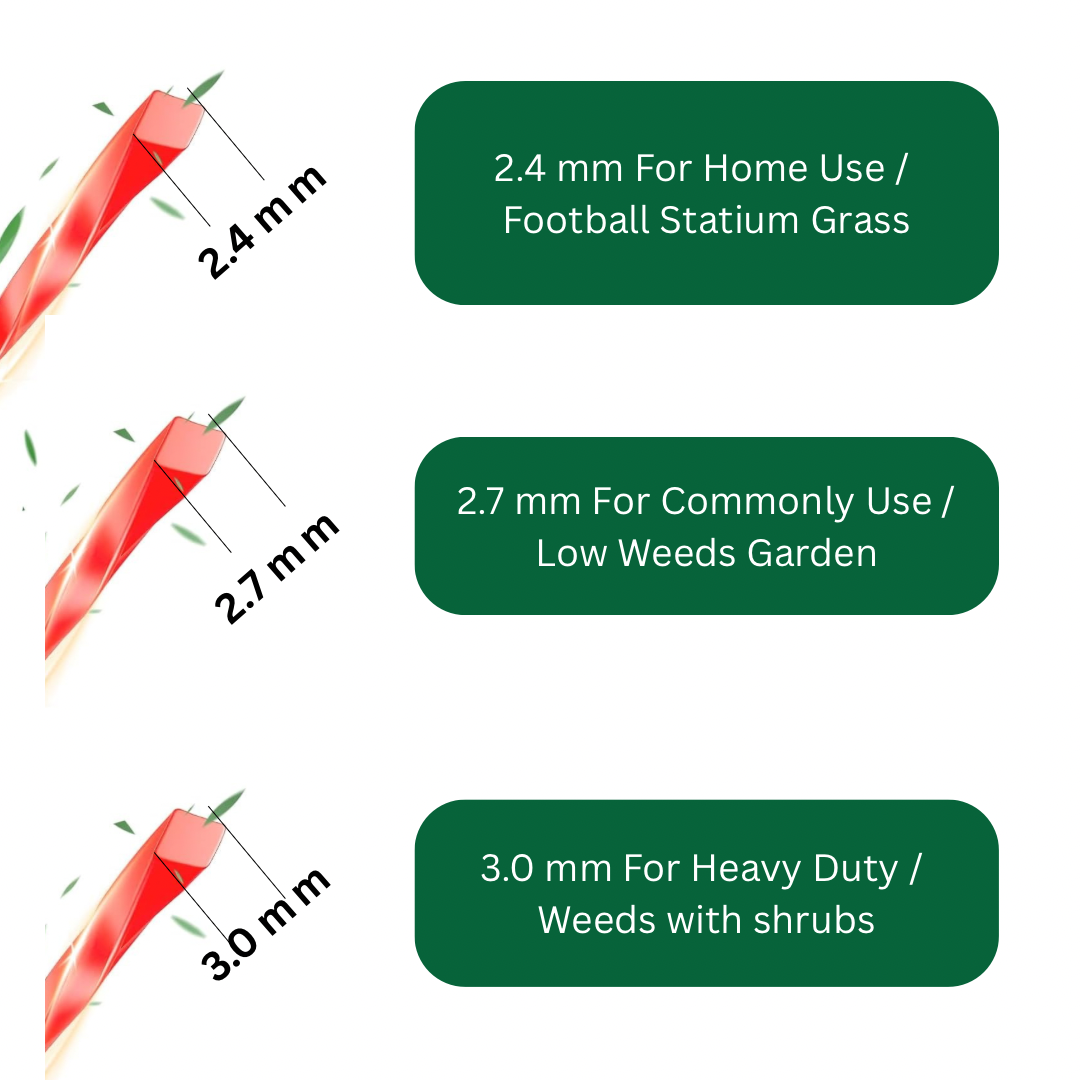 Cortacésped de nailon de 15m x 2,4mm/2,7mm/3mm, cortadora de césped, cortadora de cepillo, hilo de corte, accesorio para cortacésped