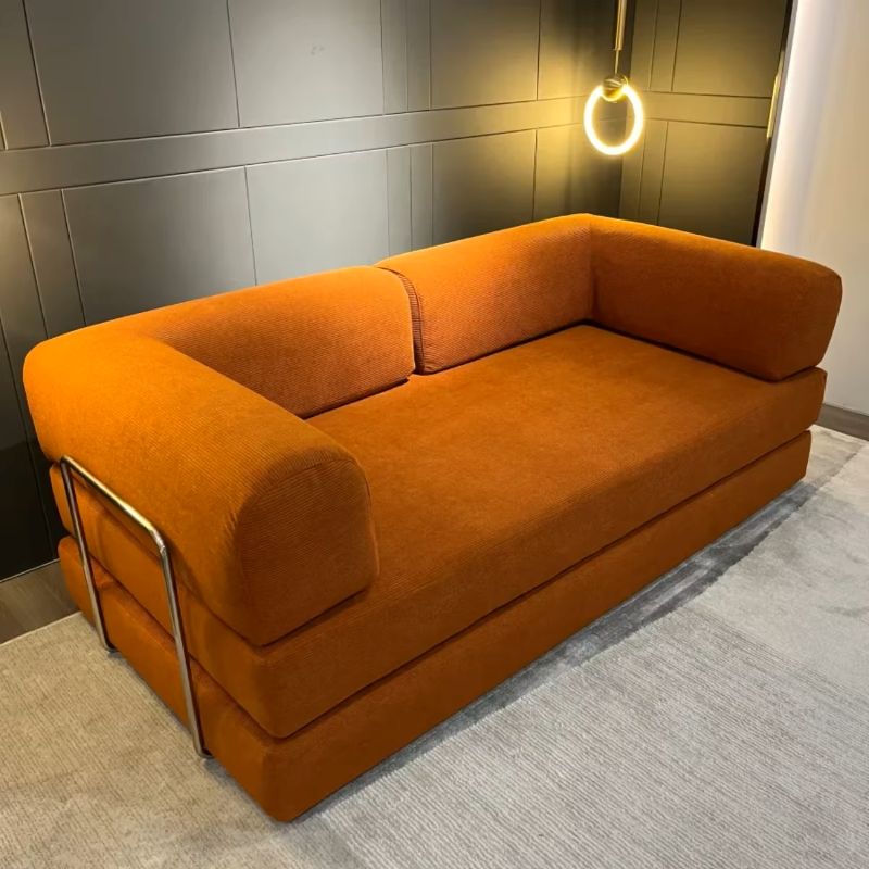 EU warehouse European retro high-end corduroy sofa vacuum compression folding sofa bed can be customized living room bedroom fur
