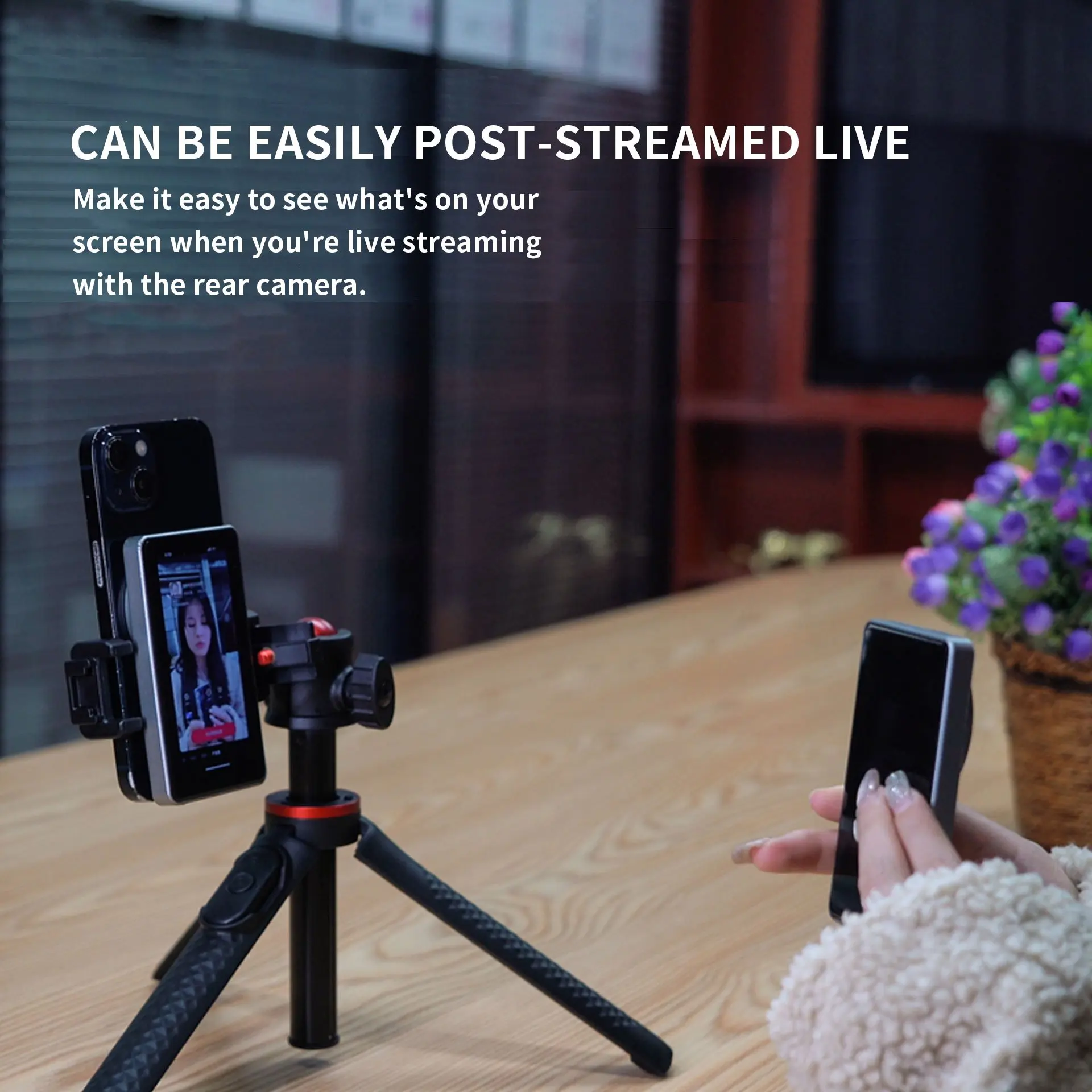 Pantalla de Monitor con temporizador automático Vlog para teléfono móvil magnético con Monitor de cámara trasera para transmisión en vivo, creación de contenido, temporizador automático