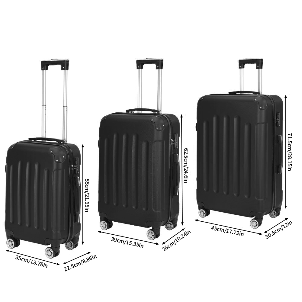 Conjunto de bagagem Rosahqnda3 peças, leve e resistente ao desgaste, conjunto de mala de 20 polegadas/24 polegadas/28 polegadas bagagem de mão resistente