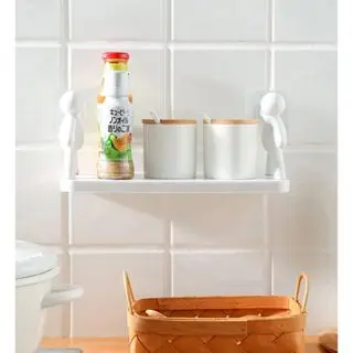 Porta Shampoo Boneco Prateleira Tempero Bob Retangular Plástica Suporte De Sabonete Autoadesivo Para Parede Cozinha Banheiro