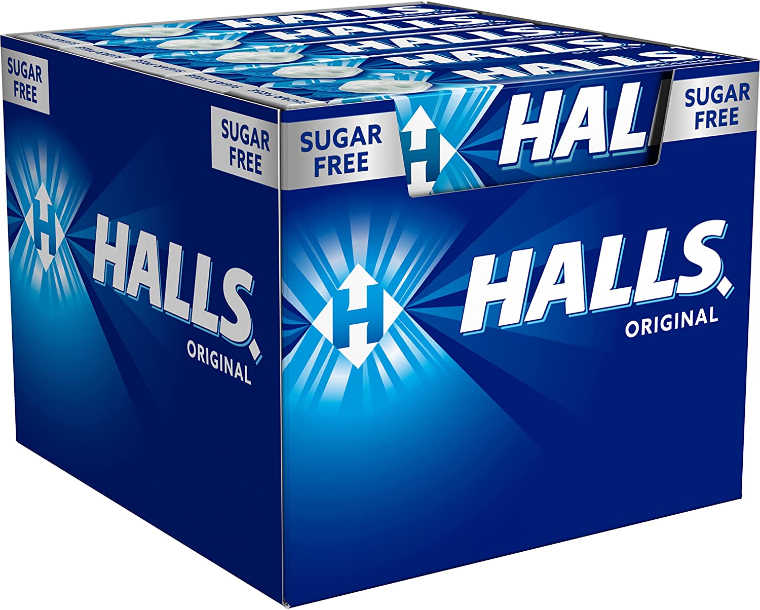 Halls-Estojo com 20 Sticks de 32 g cada, Sabor, Doces Rígidos sem Açúcar, Sabor Mel e Limão, Original, Mistura Comum