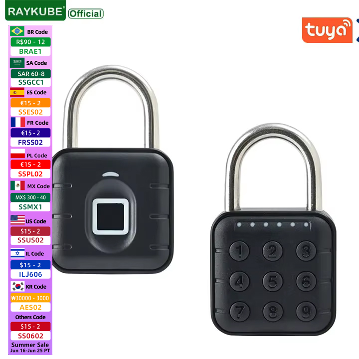 Electronic Lock Tuya Bluetooth Fingerprint Padlock Digital Luggage Lock APP Temporary Password Remotely IP67 Decompression Toys