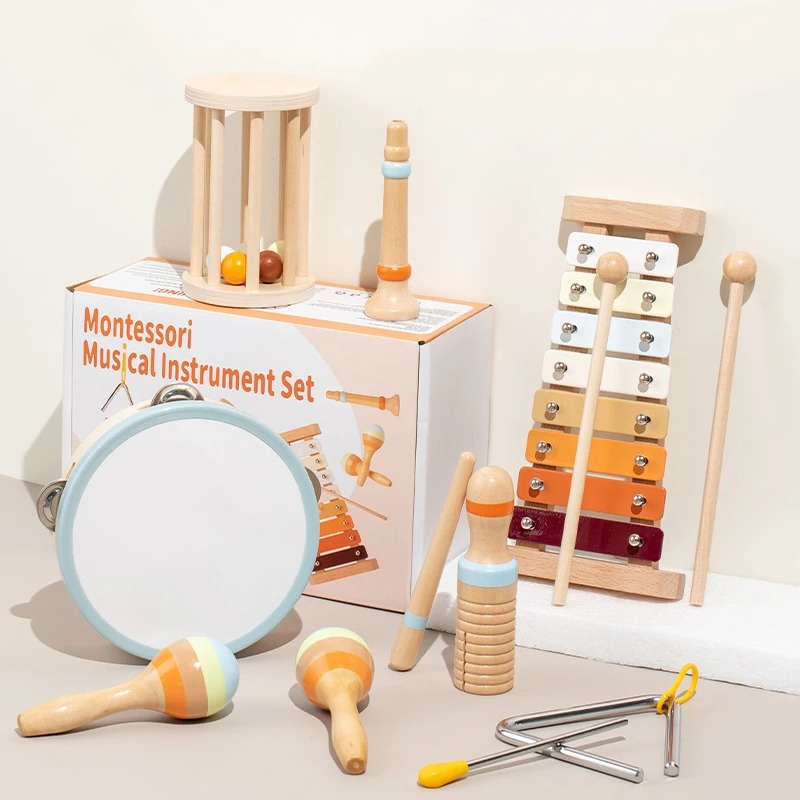 Baby-Musikinstrumente, Montessori-Holzspielzeug, Percussion-Xylophon-Set für Kleinkinder, pädagogische Geschenke im Vorschulalter