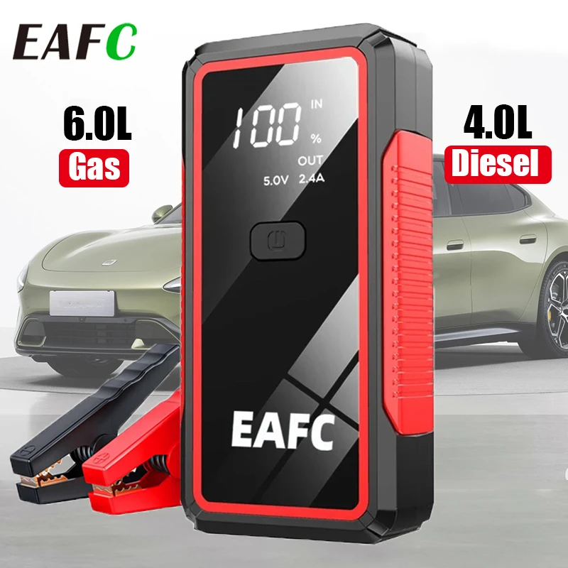 Eafc 2000a carro ir para iniciantes banco de potência portátil 20000mah impulsionador de bateria de carro 12v dispositivo de partida auxiliar para gasolina diesel