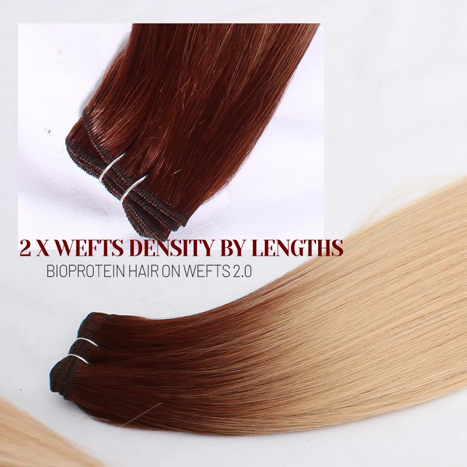 Bio-proteína em linha reta tecer cabelo sintético pacotes de fibra resistente ao calor 26 polegadas rabo de cavalo extensões de cabelo sintético em linha reta