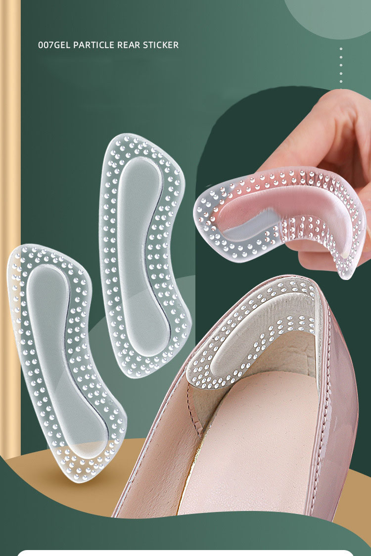 2 Paar GEL-Fersenaufkleber, Halbmondform, weich, kratzfest und sturzsicher, unsichtbare Fersenaufkleber, peletierte Massage, selbstklebend