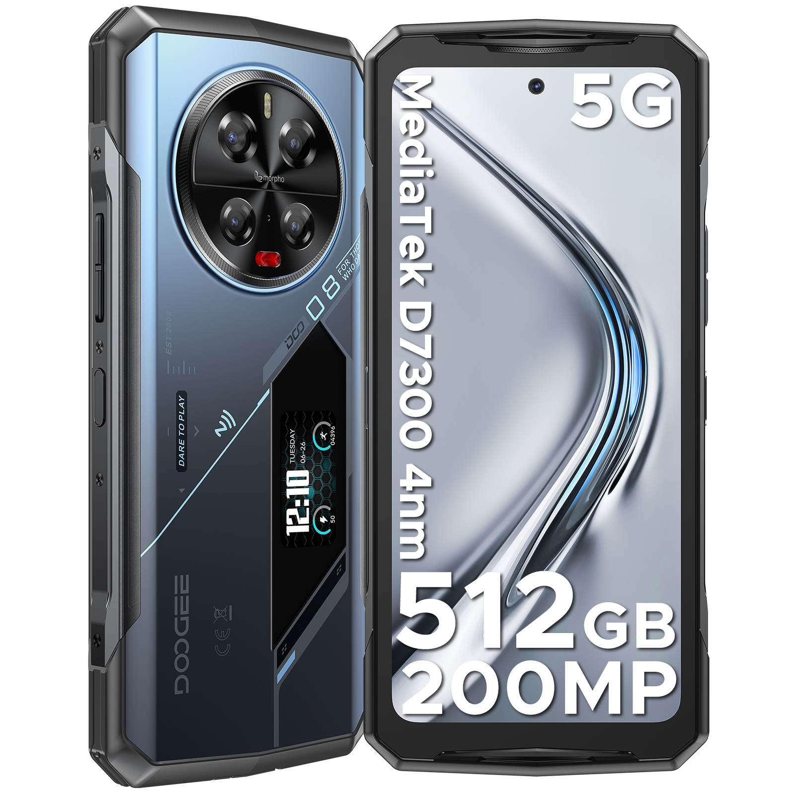 Wereldpremière DOOGEE V40 Pro 5G robuuste telefoon 6,78 "16 GB + 512 GB gamingtelefoons Afmeting 7300 200 MP AI-camera 8680 mAh Android 14