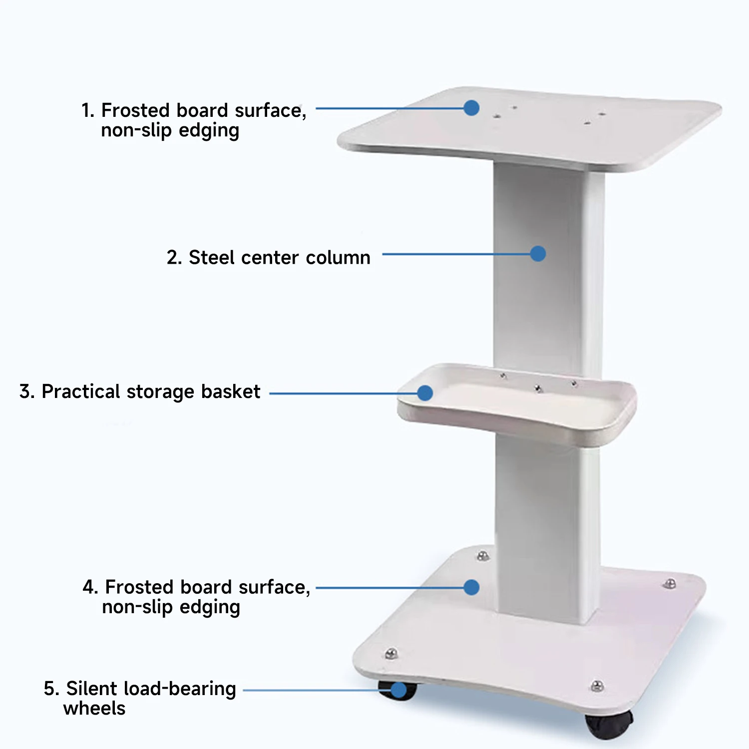 Support de chariot de table de salon d'équipement de beauté, chariot roulant de beauté, support de roue, charge maximale de 40 1948, rotation à 360 °, spa