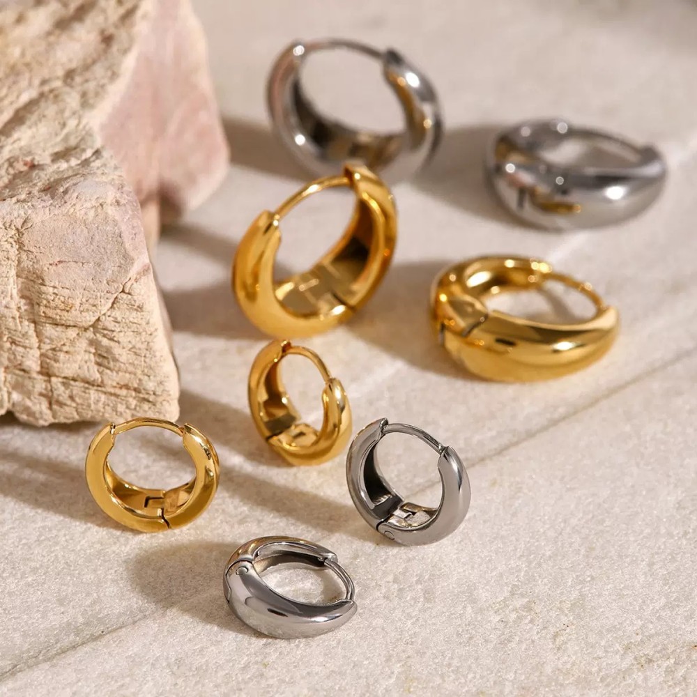 스테인레스 스틸 1 쌍 여성을위한 미니멀리스트 허기 후프 귀걸이 골드 컬러 작은 원형 원형 6/10/12mm 펑크 남여 락 귀걸이
