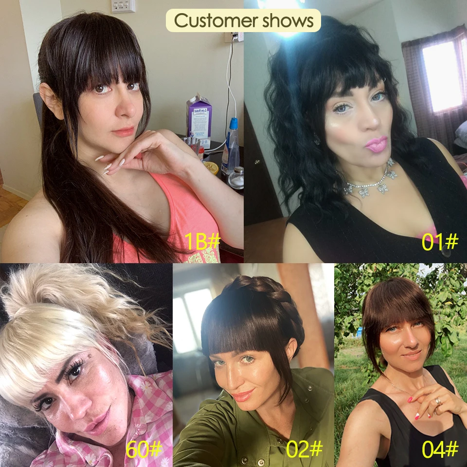 เส้นผมมนุษย์ bangs 3คลิป3D BLUNT CUT ผมธรรมชาติ bangs Overhead คลิปที่ยืดผม Non-Remy 2.5 "X 4.5" สีดำสีน้ำตาลสีบลอนด์
