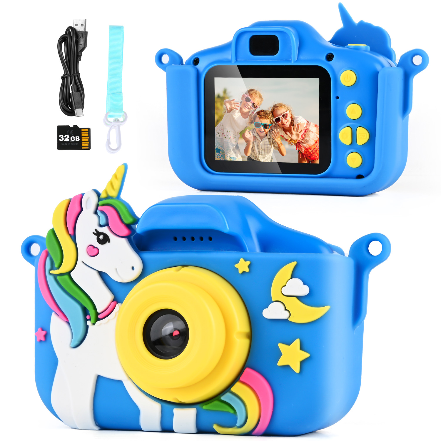 Cámara para niños Cámara para niños HD 1080P con pantalla de 2,0 pulgadas Tarjeta SD de 32 GB, Regalos para máquinas fotográficas para niños 3 4 5 6 7 años para niños Niñas Birt