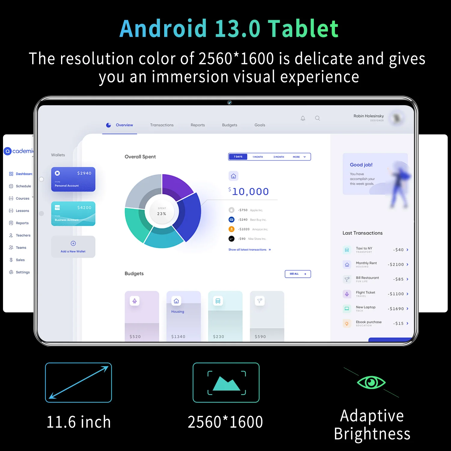 2024 nueva tableta Original de 11,6 pulgadas 16GB Ram 1TB Rom Android13.0 Dual SIM 10 Core 12000mAh Bluetooth PAD 5G tableta de red PC