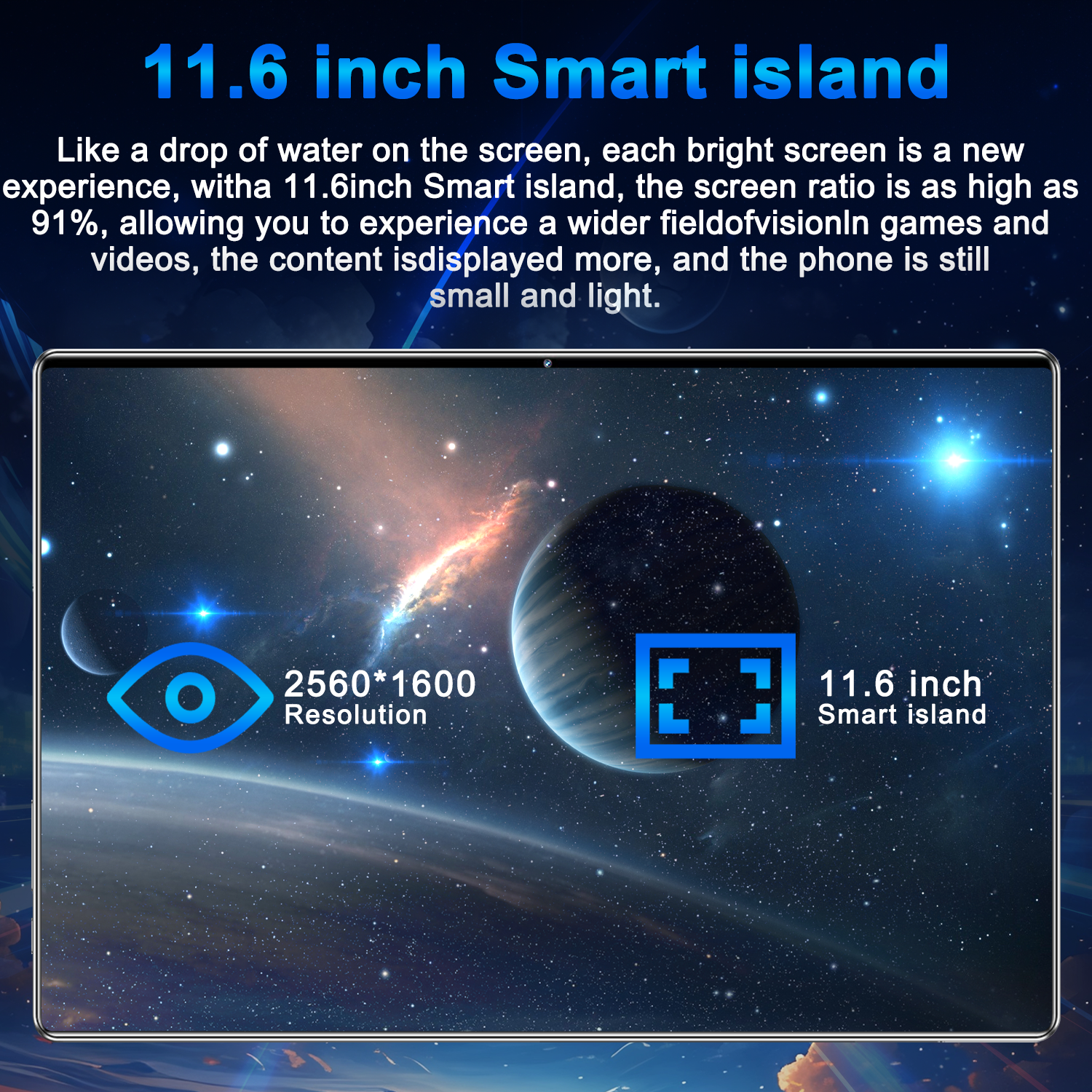 2024 New 5G Tablet 11.6 inch Android 13.0 Phablet MTK6797 16GB RAM 1TB ROM Tablet PC Dual Cameras Dual sim card Wifi Type-c