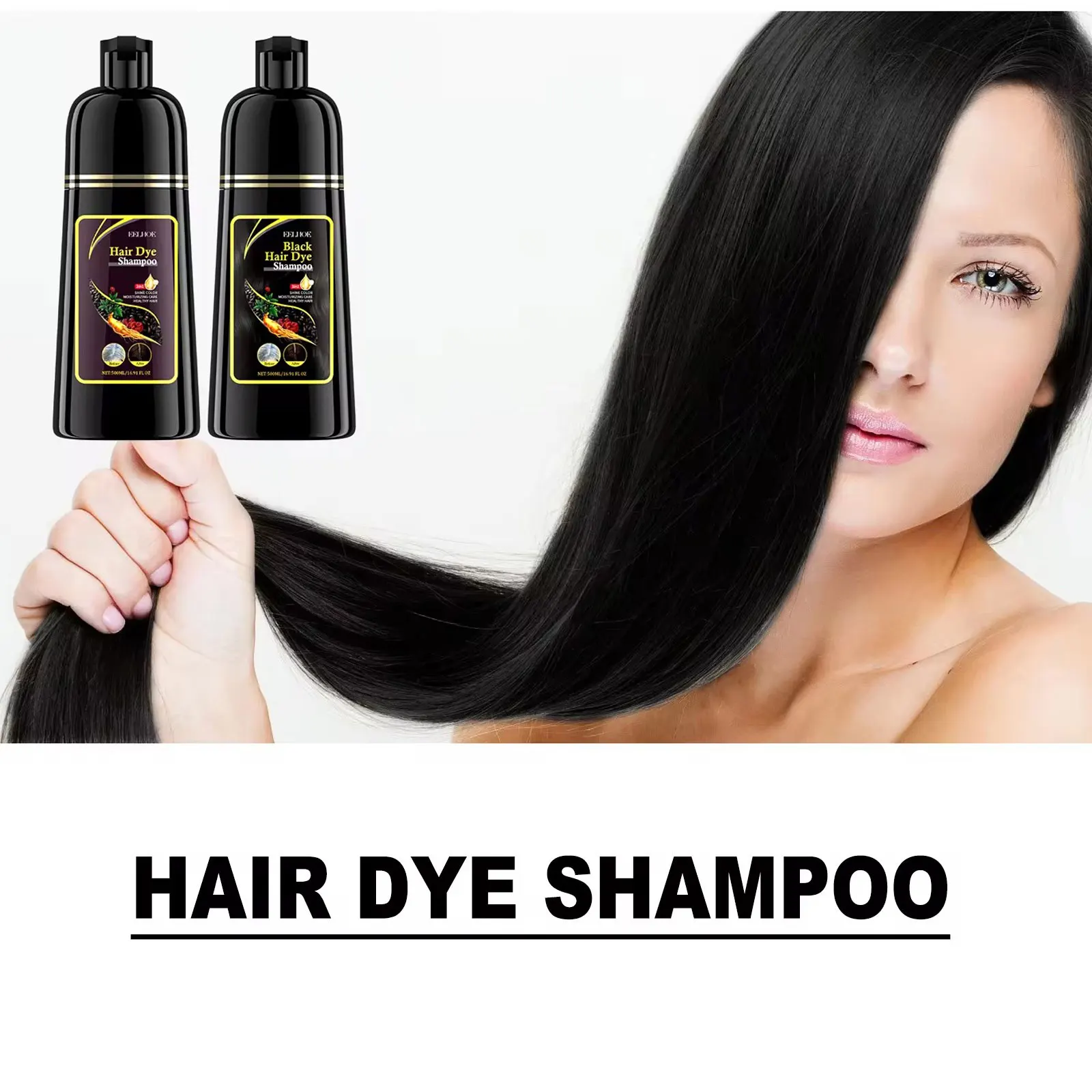 EELHOE 3-in-1-Haarfärbe-Shampoo zur Verdunkelung der Haare, reinigendes Haarfarbe-Shampoo Polygonum Multiflorum Growth of Hair Dye Shampoo 500 ml