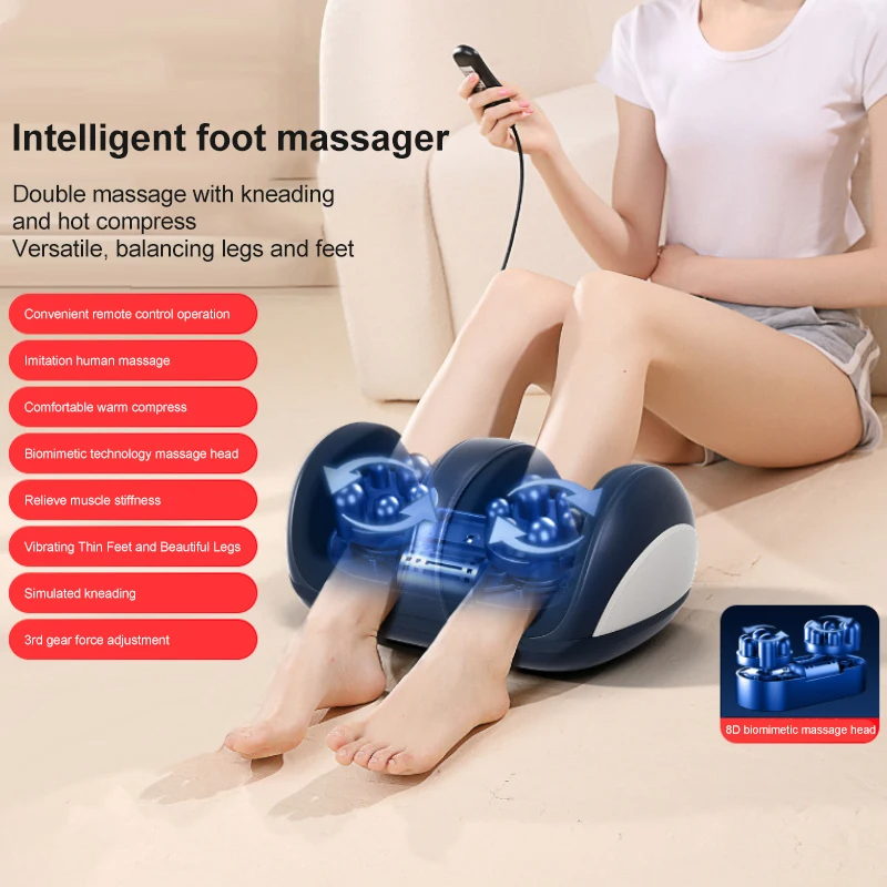 Super Big Electric Foot Leg Massager Deep Tissue Shiatsu Kneading Relax Heated Roller Calf Relieve Stress Care Foot Machine Tool
