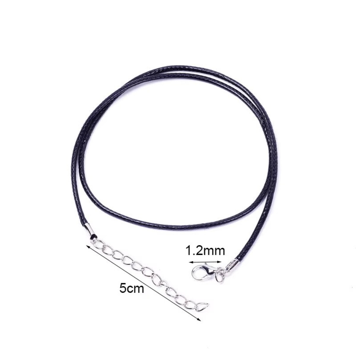 20 개/몫 랍스터 걸쇠 왁스 코드 목걸이 직경 1.5mm 2mm 블랙 한국어 왁스 로프 스레드 보석 만들기 길이 45 50 60cm