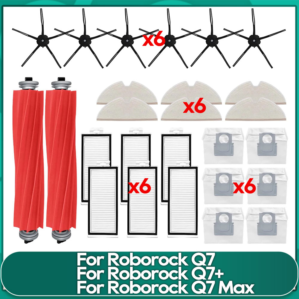 Dành Cho Xiaomi Roborock Q7 / Q7 + / Q7 MAX + / S7 / T8 Bên Chính Bàn Chải Bộ Lọc Hepa cây Lau Nhà Vải Robot Hút Bụi Dự Phòng Một Phần Bộ