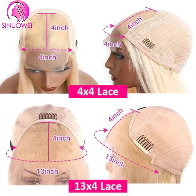 Peluca Bob corto 613 Color rubio miel peluca Bob recta 13x4 pelucas de cabello humano frontal de encaje pelucas con cierre de encaje 4x4 peluca barata para mujer